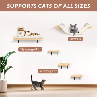Sofoteaful Katzen-Kletterwand-Set, 5-teilig aus Massivholz