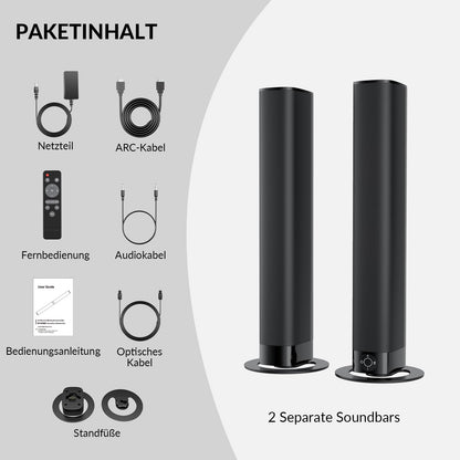 GarageRock KY8000 Soundbar für TV, teilbar, Bluetooth 5.3, 80 W