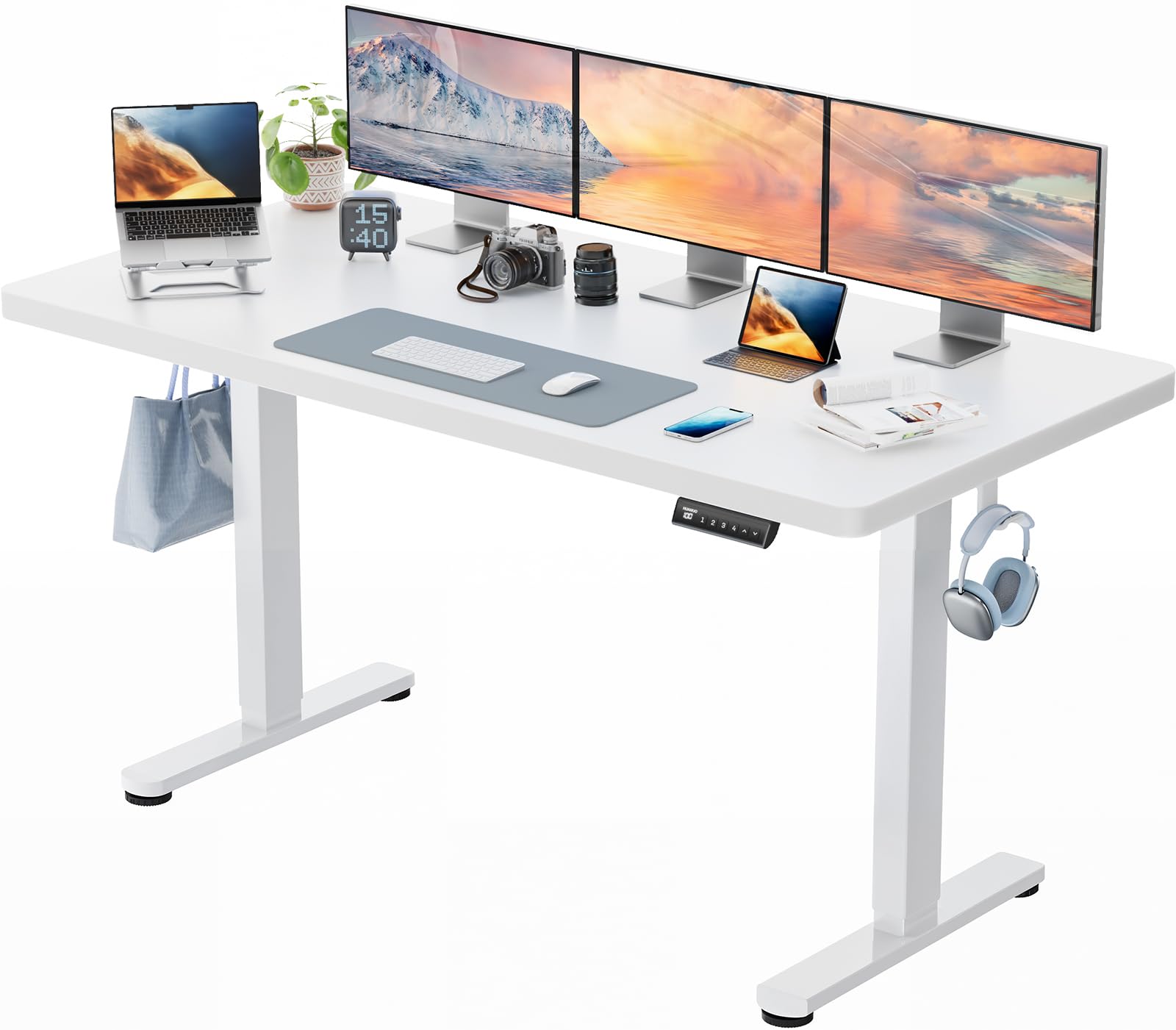 HUANUO Steh-Sitz-Schreibtisch Elektrisch Höhenverstellbar 160x80 cm mit einteiliger Tischplatte