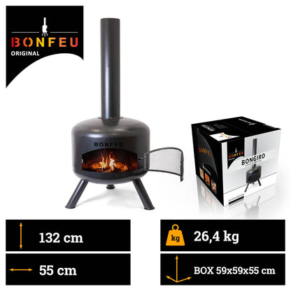 BonFeu BonGiro outdoor Terrassenofen Feuersäule - schwarz