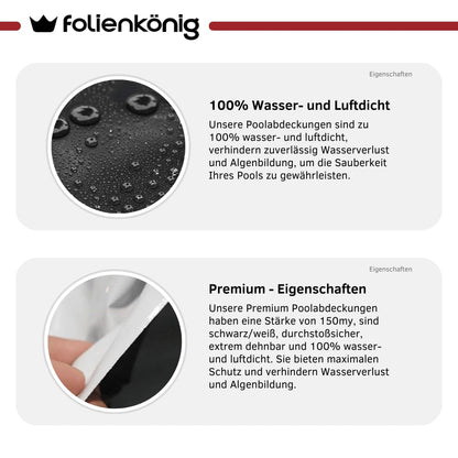 Profi Poolplane Abdeckfolie 8x8m - UV-beständig Schwarz/Weiss