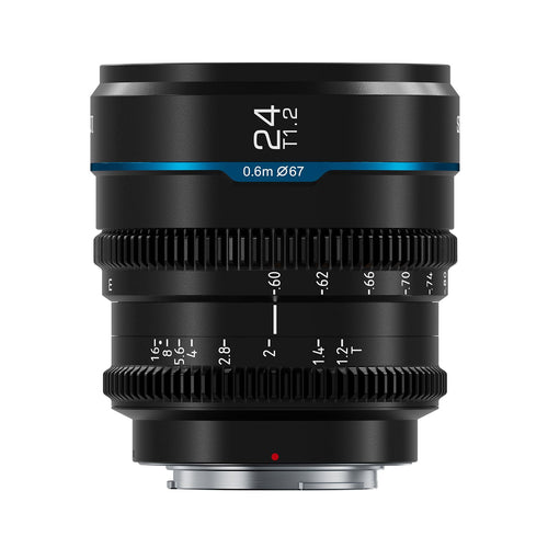 SIRUI Night Walker 24mm Cine-Objektiv – S35 X-Mount Schwarz, ein zylindrisches Objektiv für filmische Weitwinkelaufnahmen auf S35-Kameras mit X-Mount.