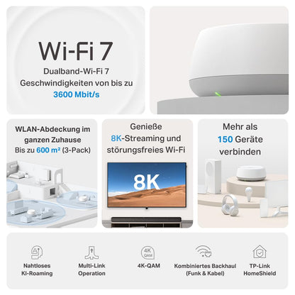 TP-Link Deco BE3600 Wi-Fi 7 Mesh WLAN 3,6 Gbps - 3er Pack