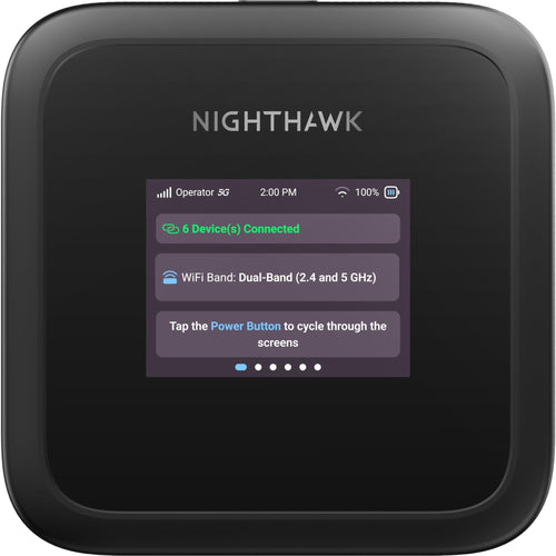 NETGEAR Nighthawk M3 Mobiler 5G Router WiFi 6 - MH3150. Ein kompakter, schwarzer Router für mobiles Internet via 5G.