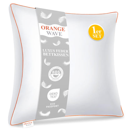 Orange Wave Daunenkissen Kopfkissen - 80x80cm Daunen/Federn