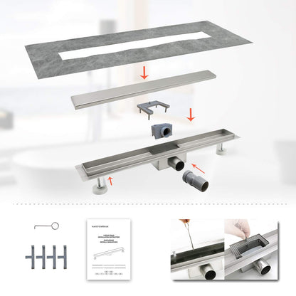 SaniteModar Duschrinne 60cm Befliesbar Duschablauf mit Siphon