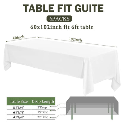 Vnituasr Tischdecke weiss rechteckig 153×260 cm, 6er-Pack Polyester