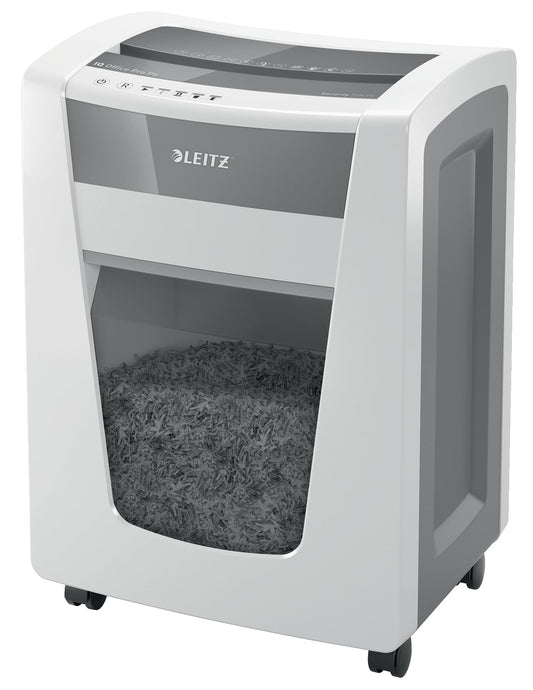 Leitz IQ Office Pro Aktenvernichter – Mikroschnitt P5. Rechteckig, schwarz. Vernichtet Dokumente P5-sicher.