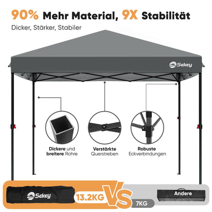 Sekey Premium Pop Up Pavillon 3x3 Faltpavillon - Grau