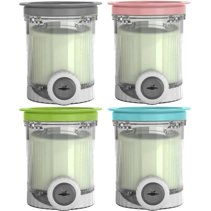 AUMUA Eisbehälter 4er-Pack mit Deckel für Ninja Swirl by CREAMi NC701, Deckelfarben Blau, Rosa, Lime, Grau