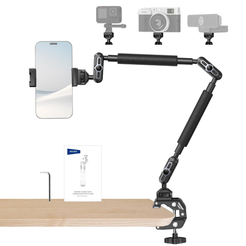 NEEWER Magic Arm UA057, 55 cm Halterung für Kamera und Smartphone aus Aluminium mit Tischklemme