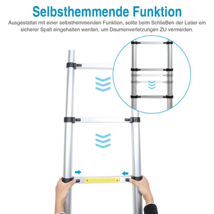 Cecaylie 4,4m Teleskopleiter Aluminium - 150 kg Belastbarkeit