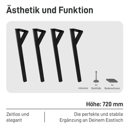 Natural Goods Berlin Y Legs Tischbeine 4er Set - Schwarz 72 cm