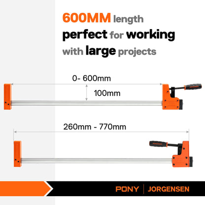JORGENSEN Profi Schraubzwingen Set – 2-teilig 600mm Spannweite