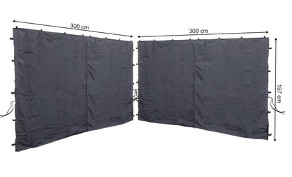 QUICK STAR Seitenwände für Pavillon 3x3m 2er-Set Anthrazit