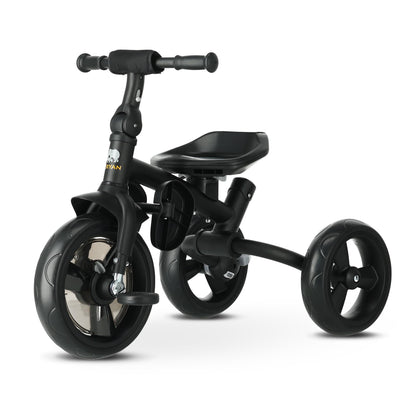 Deryan Explorer Kinderdreirad mit Schubstange, klappbar, Schwarz