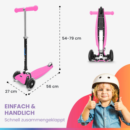 Fun Pro ONE Roller, der Sichere Premium Roller Kinder ab 3 Jahre, LED Räder, faltbar, ab Kleinkind Junge Mädchen, Kinderroller, 3 4 5 6 Jahre