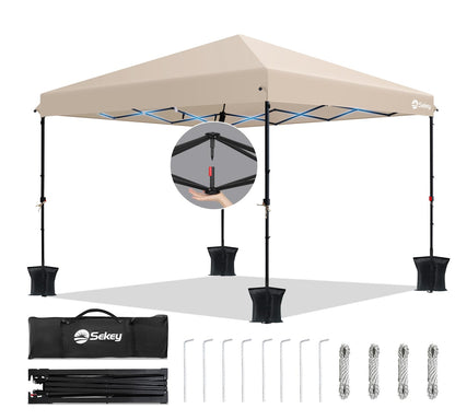 Sekey One-Touch Pop Up Pavillon 3x3 m, wasserdicht, Khaki, Faltpavillon mit verdickten Standbeinen