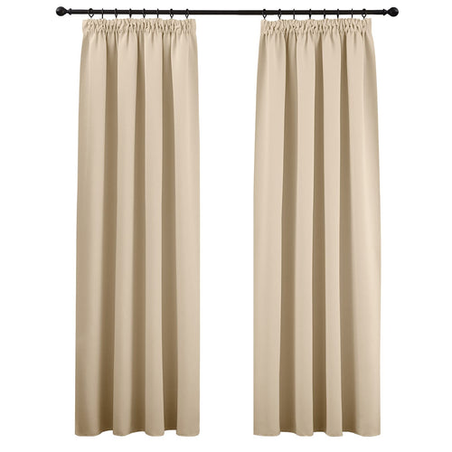 PONY DANCE Thermovorhang Kräuselband 2er Set Beige 245 x 140 cm, blickdichter Polyesterstoff