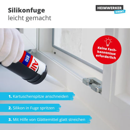 Alfa Silikon Bausilikon Fugendichtstoff - Steingrau 12er-Pack