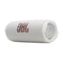 JBL Flip 7 Bluetooth-Lautsprecher, tragbar, IP68 wasserdicht, Weiss mit Handgelenkriemen und Karabiner