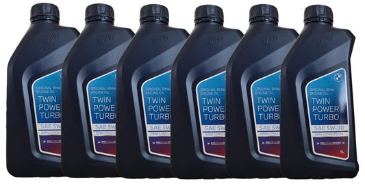 BMW Original TwinPower Turbo Motoröl LL-04 5W-30 - 6x1L. Weiße Gebinde für Schmierung & Schutz für BMW.