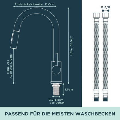 FORIOUS Küchenarmatur Hoher Bogen Ausziehbar – Gebürstetes Gold