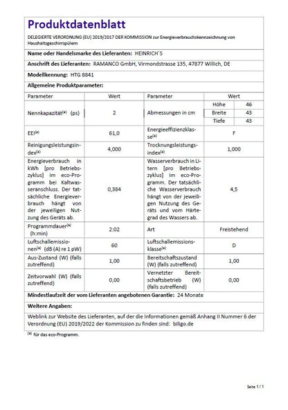 Heinrich's Mini Tischgeschirrspüler – Tragbar, 5L Wassertank