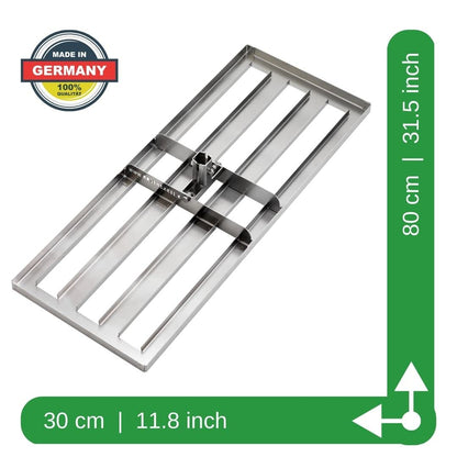RISISANI Rasenrakel 80x30 cm aus V2A-Edelstahl, ohne Stiel