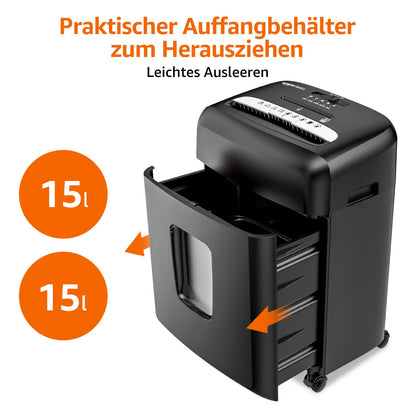 Amazon Basics Mikroschnitt Aktenvernichter - 8 Blatt schwarz