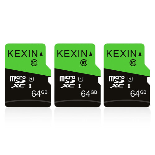 KEXIN Micro SD Karte 64GB 3er-Pack, MicroSDXC UHS-I U1 mit SD-Adapter für Smartphone, Tablet und Kamera
