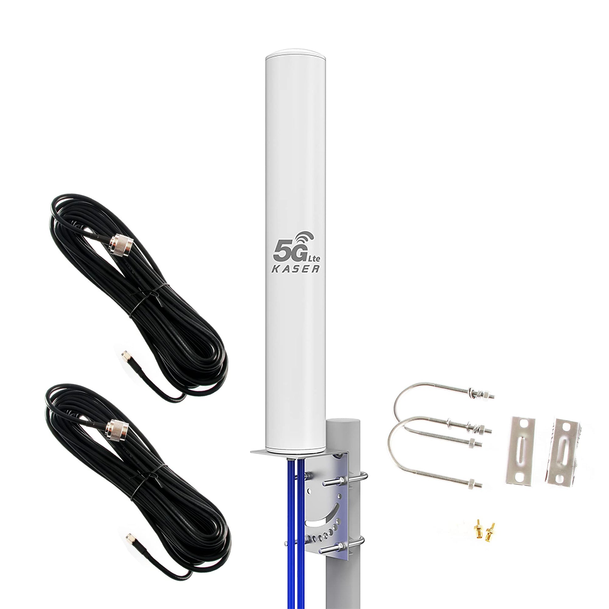 KASER 4G 5G Mimo Outdoor Antenne Omnidirektional 698-3800 MHz, weiße Stabantenne erhöht 4G/5G Signal außen.