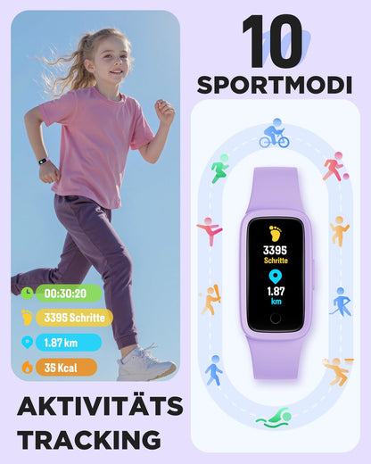 BIGGERFIVE Vigor 3 Fitnessuhr für Kinder, AMOLED, 3ATM, Lila