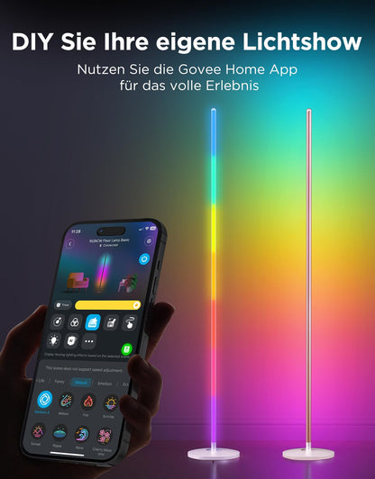 Govee RGBIC LED Eck Stehleuchte – 136cm, Matter & Alexa, Gold