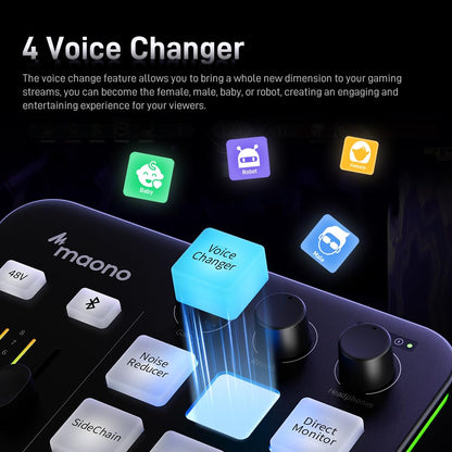 MAONO G1 Neo Audio Mixer für Streaming, XLR & 48V-Phantomspeisung
