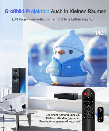 Alwtniet HY350MAX Mini Beamer Full HD Smart Projektor mit Android 14