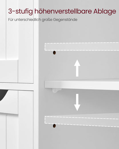 VASAGLE Badezimmerschrank Kommode - 4 Schubladen wolkenweiss LHC042W01