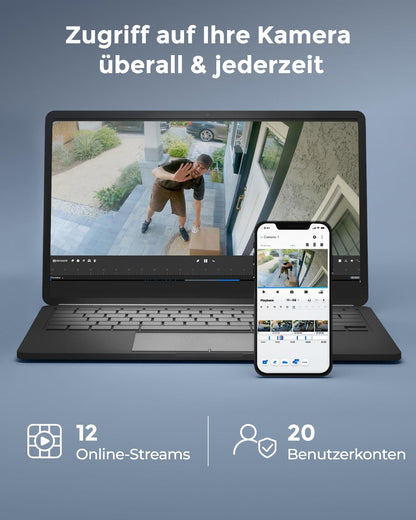 Reolink RLN12W 4K 12-Kanal WLAN NVR mit Wi-Fi 6, 2TB HDD – Schwarz