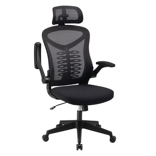 Magic Life Bürostuhl Ergonomisch - Verstellbar mit Lendenstütze. Schwarzer Bürostuhl mit hoher Rückenlehne. Unterstützt ergonomisches Sitzen und korrekte Haltung am Arbeitsplatz.

