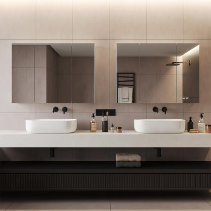 DICTAC Spiegelschrank Badezimmer 80x60cm 3 Türen – Weiss