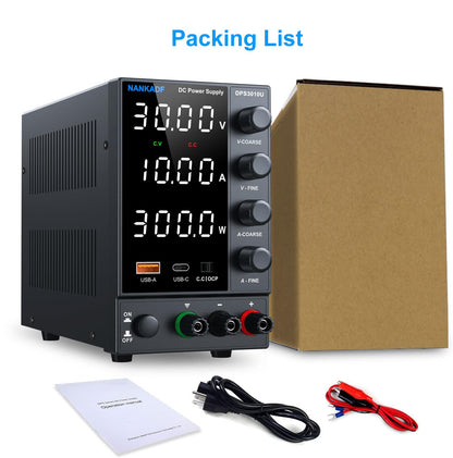 NANKADF Labornetzteil variabel DC 30V 10A mit USB-C