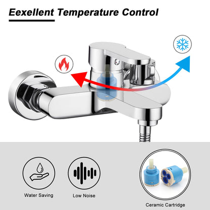 BONADE Wannenarmatur Einhebel mit Handbrause Set – Chrom