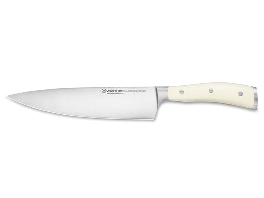 WÜSTHOF Classic Ikon Crème Kochmesser - 20 cm. 20 cm Klinge, cremefarbener Griff. Schneidet, hackt, zerkleinert Lebensmittel.