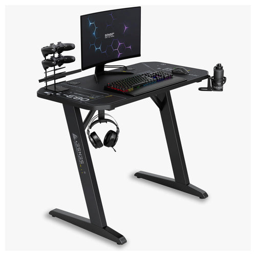 SENSE7 Nomad Cybernetic Gaming PC Schreibtisch 100x50 cm. Robuster Tisch für Gaming-Setups mit PC und Monitor.