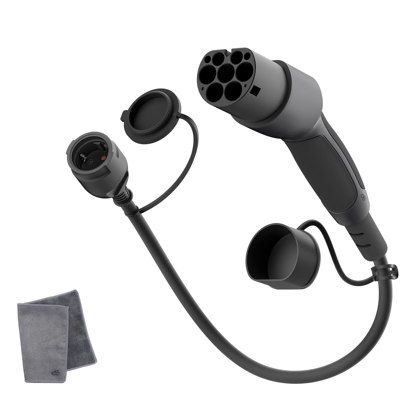 dé Typ 2 auf Schuko Adapter 16 A, Ladeadapter für E-Auto, 0,6 m – mit Typ-2-Stecker und Schuko-Steckdose