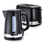 KHG Frühstücksset Wasserkocher & Toaster 2-teilig, schwarz – glänzende Kunststoff-Fassung, Edelstahl-Ring