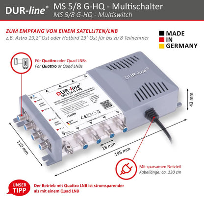 DUR-line MS 5/8 G-HQ SAT Multischalter - 8 Teilnehmer