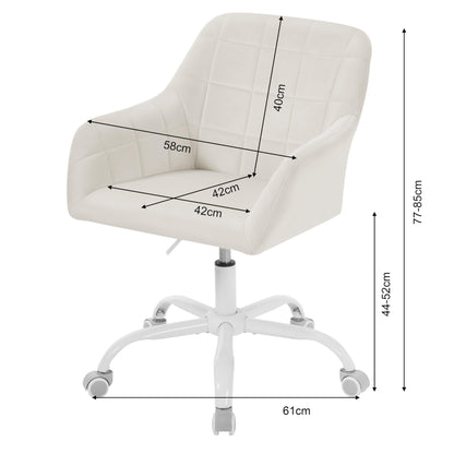 WOLTU Bürostuhl Drehstuhl ergonomisch - Samt Cremeweiss