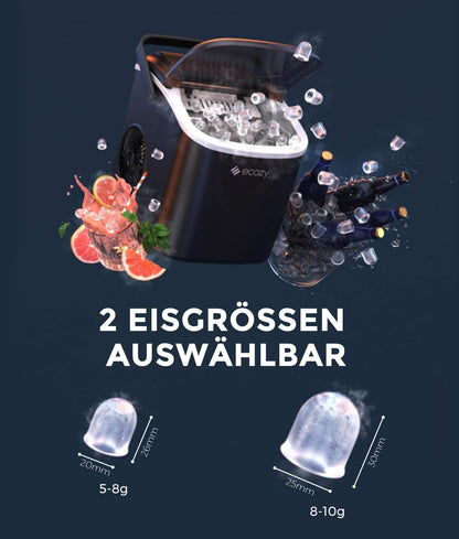 ecozy Eiswürfelmaschine Klein, selbstreinigend, 2 Eiswürfelgrössen