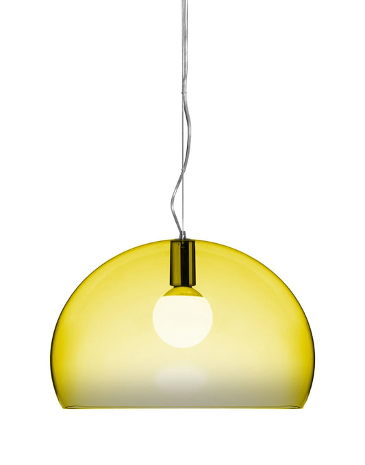 Kartell FL/Y Moderne Design Pendelleuchte - Gelb. Gelbe, halbkugelförmige Hängeleuchte zur primären Raumbeleuchtung.